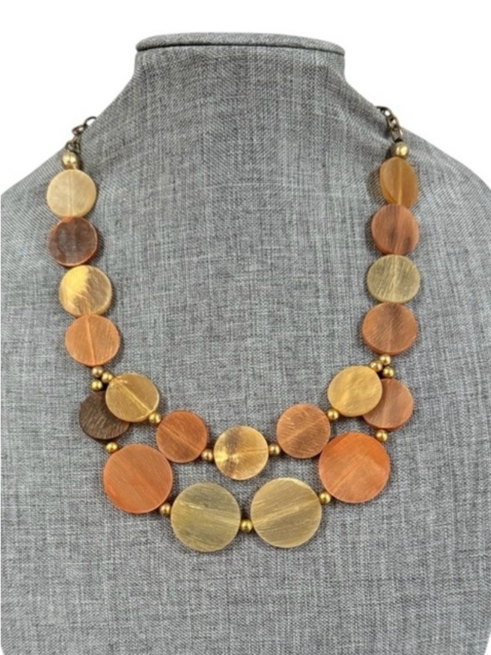 Anju Jewelry Omala Citrus Sunshine Discs Bib Necklace Gold Brown Boho